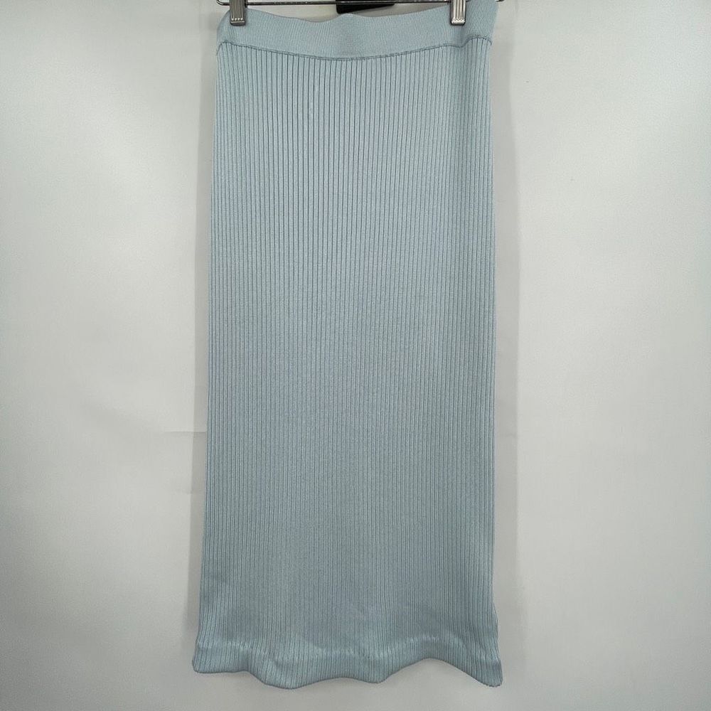 Significant Other Light Blue Rayon Abbie Ribbed Long Midi Skirt Size 6